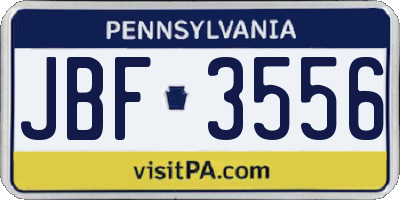 PA license plate JBF3556