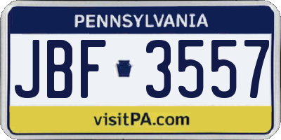 PA license plate JBF3557