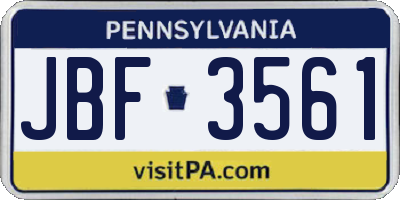 PA license plate JBF3561