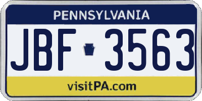 PA license plate JBF3563