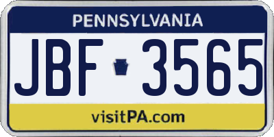 PA license plate JBF3565