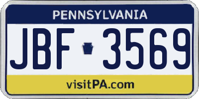 PA license plate JBF3569