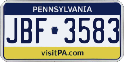 PA license plate JBF3583