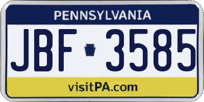 PA license plate JBF3585