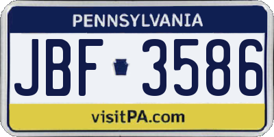 PA license plate JBF3586