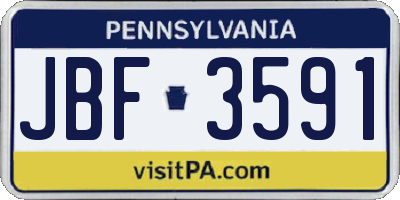 PA license plate JBF3591