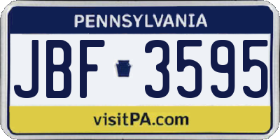 PA license plate JBF3595