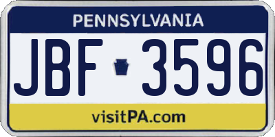 PA license plate JBF3596