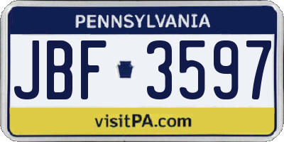 PA license plate JBF3597