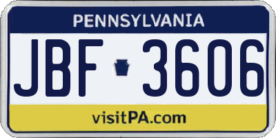 PA license plate JBF3606