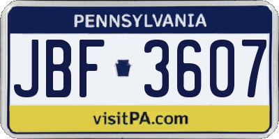 PA license plate JBF3607