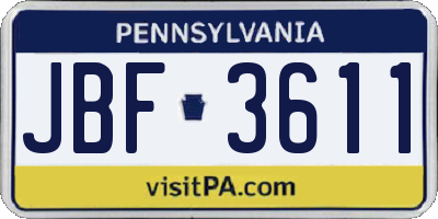 PA license plate JBF3611