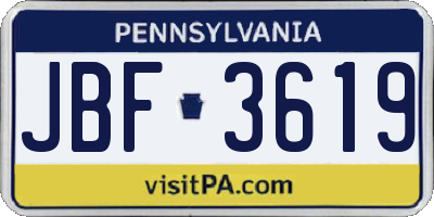 PA license plate JBF3619