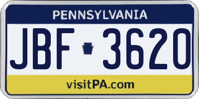 PA license plate JBF3620