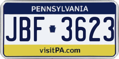 PA license plate JBF3623