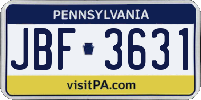 PA license plate JBF3631