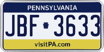 PA license plate JBF3633