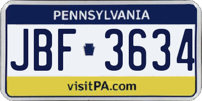 PA license plate JBF3634