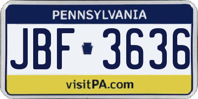 PA license plate JBF3636