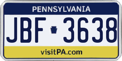 PA license plate JBF3638