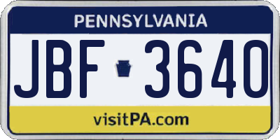 PA license plate JBF3640