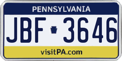 PA license plate JBF3646