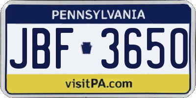 PA license plate JBF3650