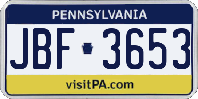 PA license plate JBF3653