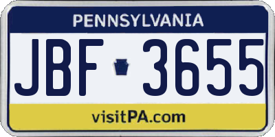 PA license plate JBF3655