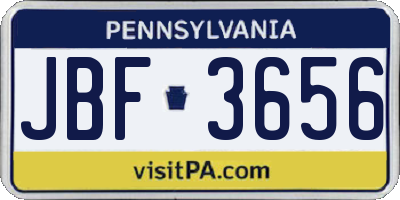 PA license plate JBF3656