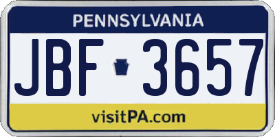 PA license plate JBF3657