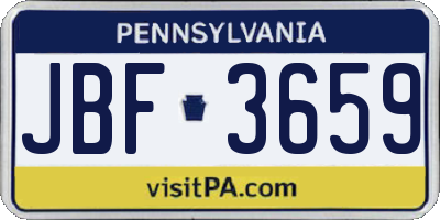 PA license plate JBF3659