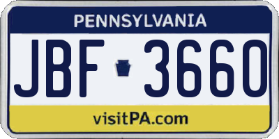 PA license plate JBF3660