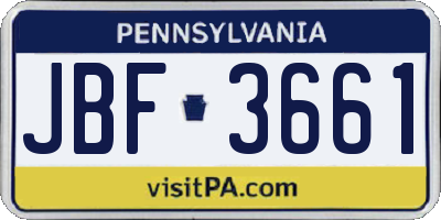 PA license plate JBF3661