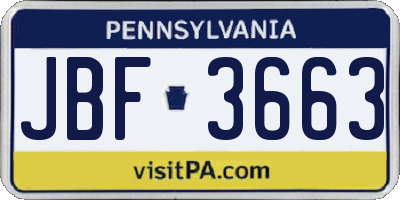 PA license plate JBF3663