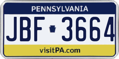 PA license plate JBF3664