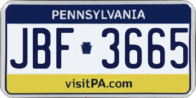 PA license plate JBF3665