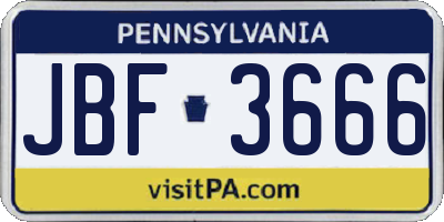 PA license plate JBF3666