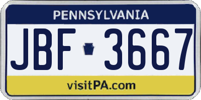 PA license plate JBF3667