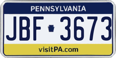 PA license plate JBF3673