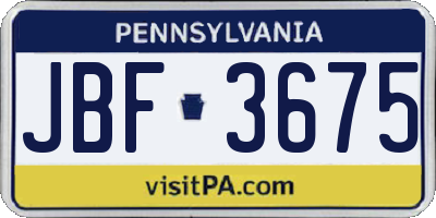 PA license plate JBF3675