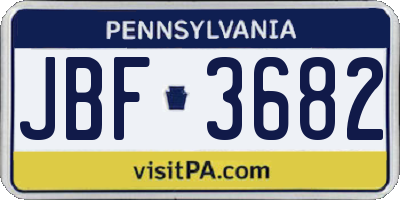 PA license plate JBF3682