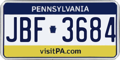 PA license plate JBF3684