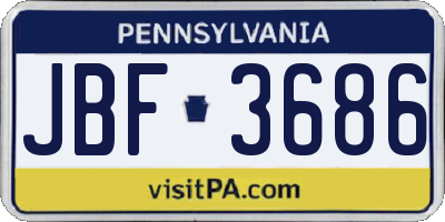 PA license plate JBF3686