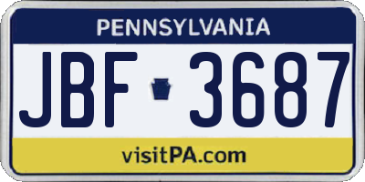 PA license plate JBF3687