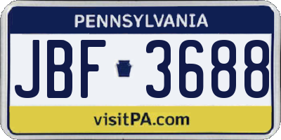 PA license plate JBF3688