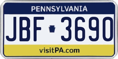 PA license plate JBF3690