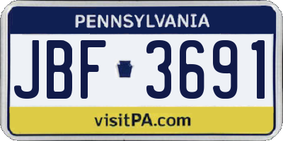 PA license plate JBF3691