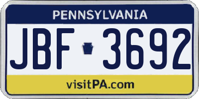 PA license plate JBF3692