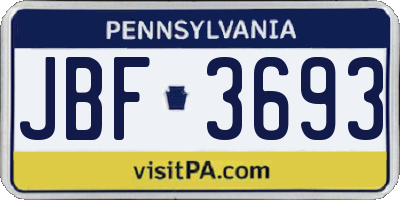 PA license plate JBF3693
